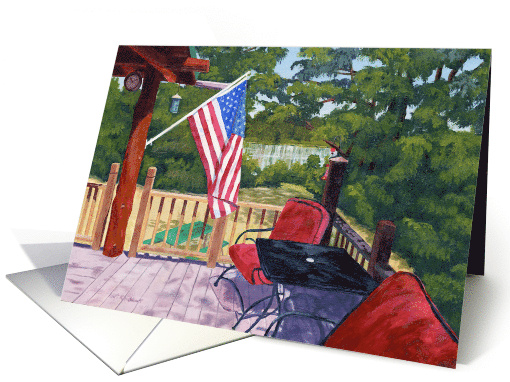 Patriotic Retreat Camp Deck on the Water Fourth of July card (1659396)