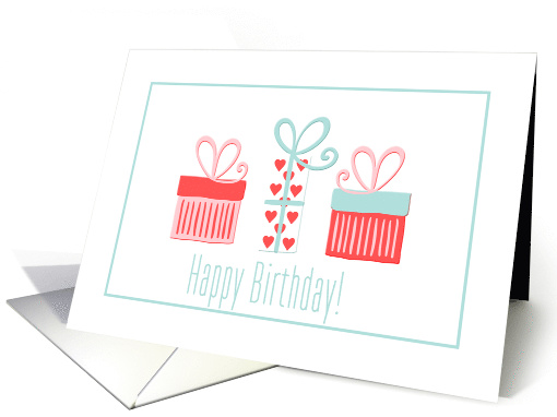 Happy Birthday Pink Red Green - Gift Boxes card (1561312)