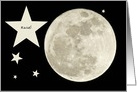 Over the Moon with Joy -- Full Moon and Stars Against Black Sky card