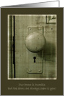 Welcome to Our Home -- Green Vintage Looking Door, Door Knob in Frame card