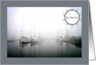 Au Revoir -- Sailboats and Reflections in the Foggy Yacht Club card