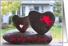 Be My Valentine - Heart Shaped Rock Photograph Cupid Heart Overlay card