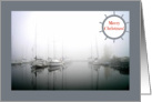 Sailboats in the Fog - Merry Christmas - Nautical - Gray Tones card
