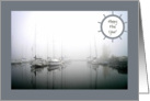 Sailboats in the Fog - Happy New Year - Nautical - Gray Tones card