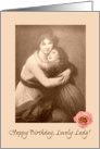 Happy Birthday Lovely Lady - Rose - Sepia - Nostalgia - Vintage Print card
