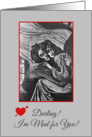 Mad For You Darling - Happy Valentine’s Day - Vintage Print - B/W card