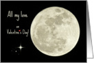 Love - Valentine’s Day - Full Moon - Black Sky - Stars card