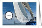 Happy Birthday-Andrew-Customizable-Sailboat-Blue-White-Pun-Photo card