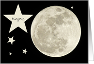 For Sweetheart -- Bedazzled by Full Moon and Stars Against Black Sky card