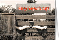 Father’s Day - Stripes - Farmer - Country - Browns - Suspenders - Hat card