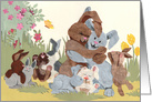 Warm Fuzzy Bunny Family for Easter card