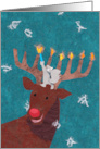 Reindeer Menorah for Christmas and Hannukah card