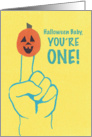 Jack-o-lantern Finger Puppet for 1st Halloween Birthday card
