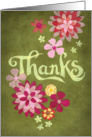 Thanks with Pink and Yellow Blooms card