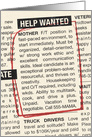 Humorous Help Wanted Ad for Mother’s Day card