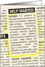 Humorous Help Wanted Ad for Father’s Day card