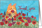 Kitty Cat Among the Flowers Says Thank You card