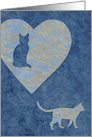 Cat-shaped Hole in Blue Heart in Sympathy Loss of Cat card