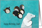 Polar Bear and Penguin Birthday Balloons for Dad card