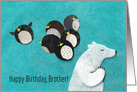 Polar Bear and Penguin Birthday Balloons for Brother card