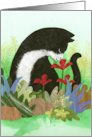 Thinking of You Tuxedo Cat in Garden card