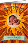 Here Comes the Son Custom Photo Birth Announcement card