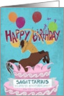Sagittarius Pops Out of Birthday Cake card