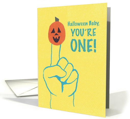 Jack-o-lantern Finger Puppet for 1st Halloween Birthday card (1460638)