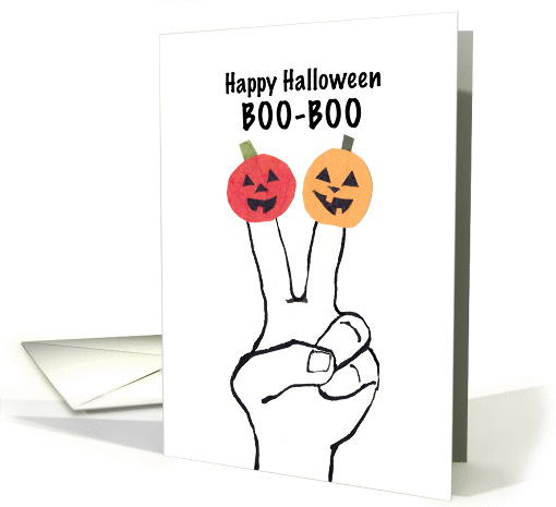 Two Jack-o-lantern Finger Puppet for 2nd Halloween Birthday card