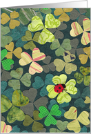 Ladybug on Four-Leaf Clover for St Patrick’s Day card