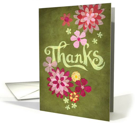 Thanks with Pink and Yellow Blooms card (1464028)