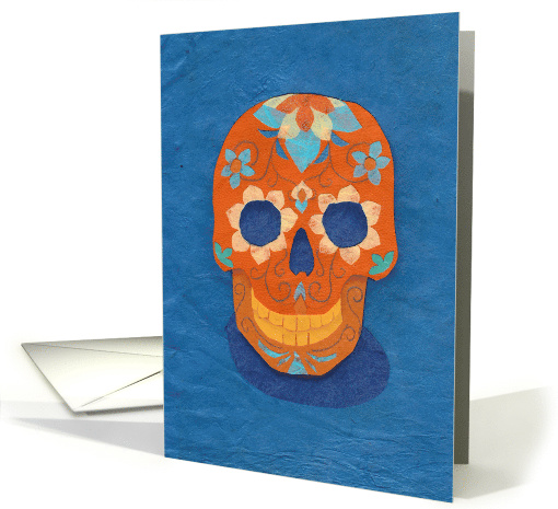 Festive Orange Skull for Day of the Dead card (1466124)