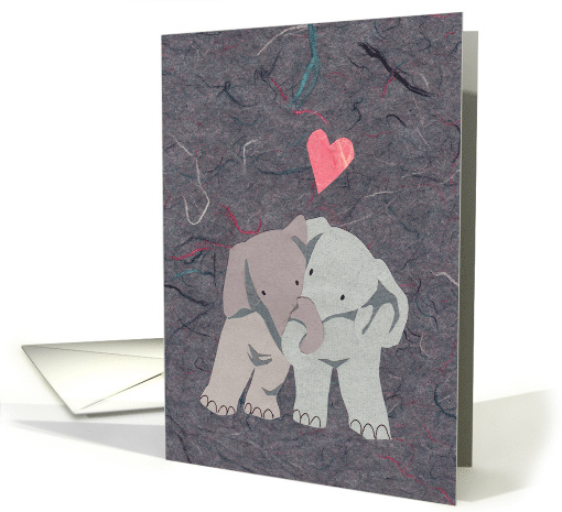 Sweet Gray Elephants in Love for Valentine's Day card (1466874)