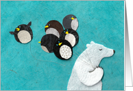 Polar Bear with Penguin Balloons for Encouragement card
