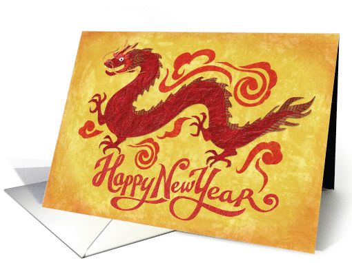 Red Dragon on Golden Yellow for Chinese New Year card (1553152)