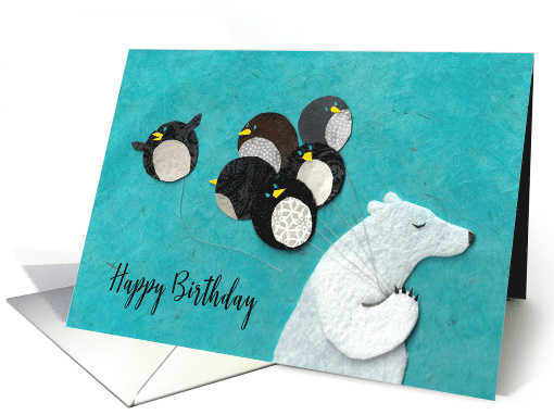 Polar Bear and Penguin Birthday Balloons card (1582464)