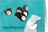Polar Bear and Penguin Birthday Balloons for Brother card