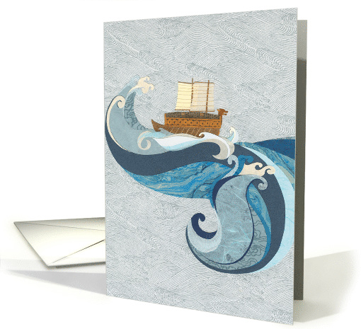 Turtle Ship on Ocean Waves card (1588088)