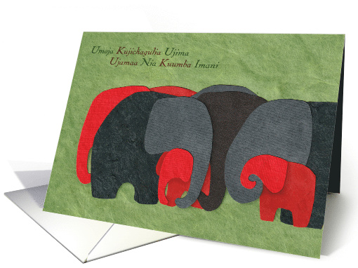 Elephant Family and Seven Principles of Kwanzaa card (1588956)