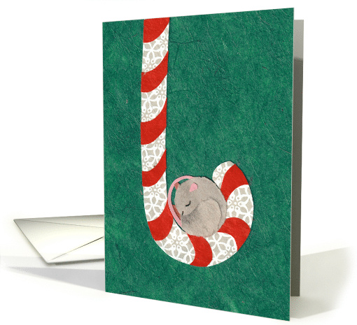 Mouse Sleeping in Candy Cane card (1659896)