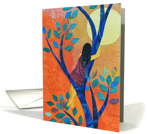 Encouragement as Woman Admires Sun from Tree card (1747340)