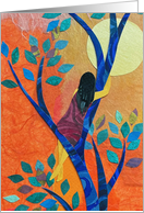 Encouragement as Woman Admires Sun from Tree card