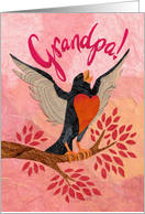 Valentine Bird Sings for Grandpa card