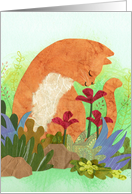 Thinking of You Tabby Cat in Garden card