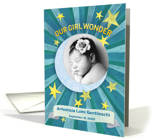 Girl Wonder Custom Photo Birth Announcement card (1796310)