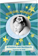 Girl Wonder Custom Photo Birth Announcement card