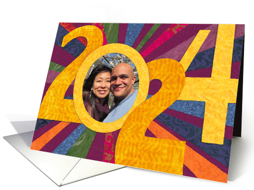 Colorful 2024 New Year Card with Custom photo card (1806050)