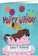 Sagittarius Pops Out of Birthday Cake card