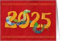 Colorful Snake for Lunar New Year 2025 card