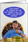Donut Call List Happy Man Eating Donut Funny Birthday card